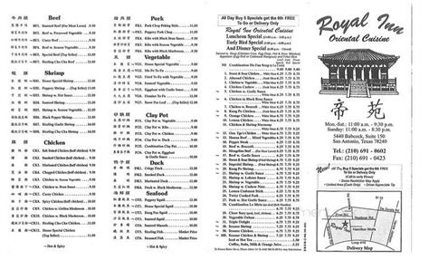 6 10 42 Google 819 Trip 37 Facebook Not rated yet Visitors&x27; opinions on Royal Inn Oriental Cuisine. . Royal inn oriental cuisine menu